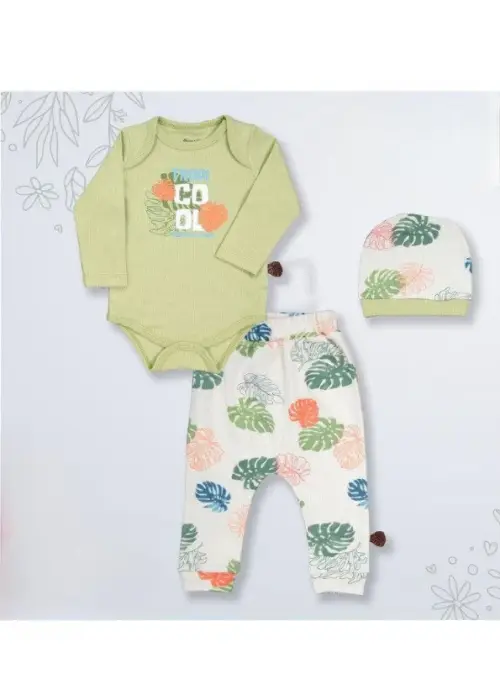 Комплект тройка: шапочка+боди+ползунки (3-6-9 мес)