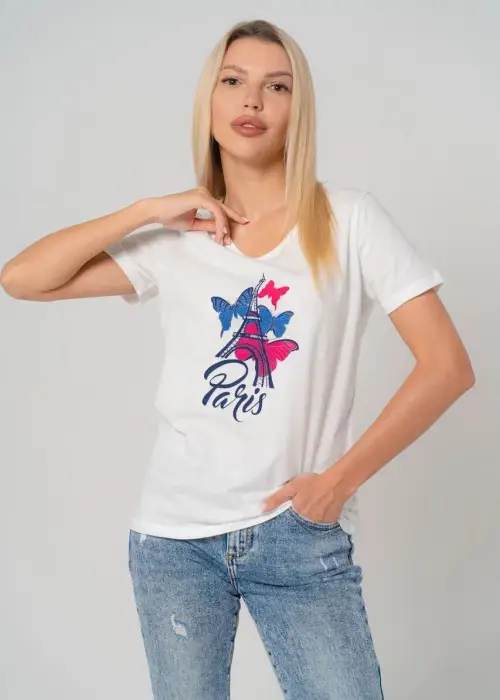 Женская футболка принт , хлопок ( р-р 48-56)