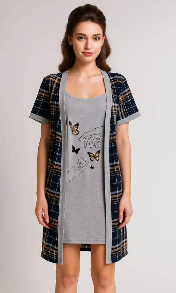 Комплект домашний сорочка-халат р-р 48-56