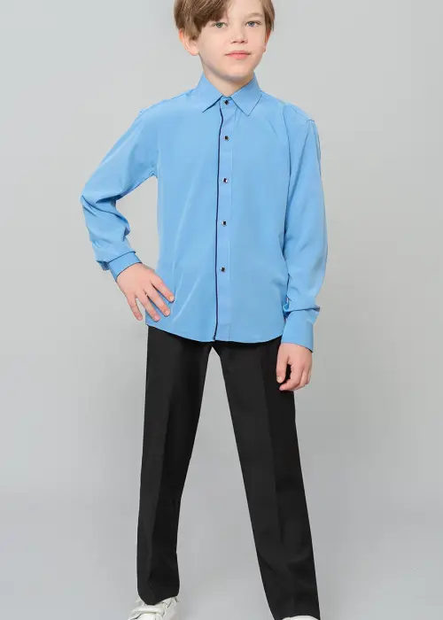 Рубашка для мальчика, однотонная, с длинным рукавом, школьная (6 -12 лет)