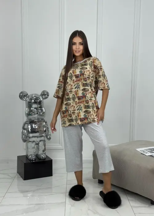 Пижама женская с широкими бриджами р-р 52-60