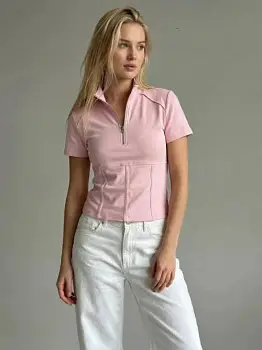 Футболка спортивная полузамок женская (р-р единый 42-48)