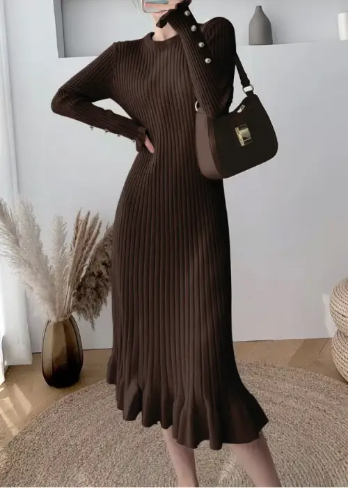 Платье тёплое вязаное лапша миди р-р 42-48 единый