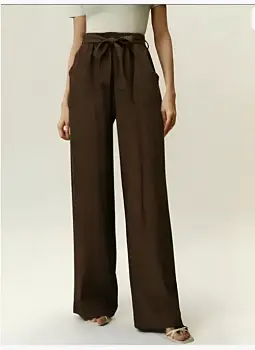 Брюки летние палаццо на резинке с завязками (р-р 46-52)