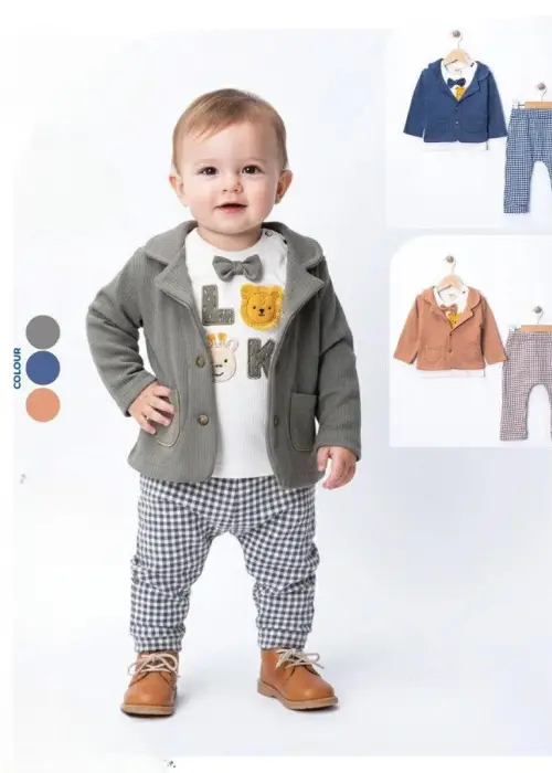 Костюм тройка для мальчика: кофта-лонгслив-брюки (р-р 3-12 мес)