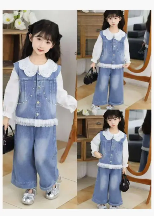 Джинсовый костюм тройка для девочки (р-р 110-150)