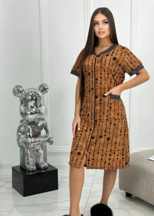 Женский домашний халат для дома на молнии р-р 50-60