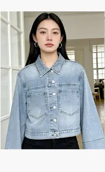 Джинсовая куртка укороченная женская (р-р S-3XL)