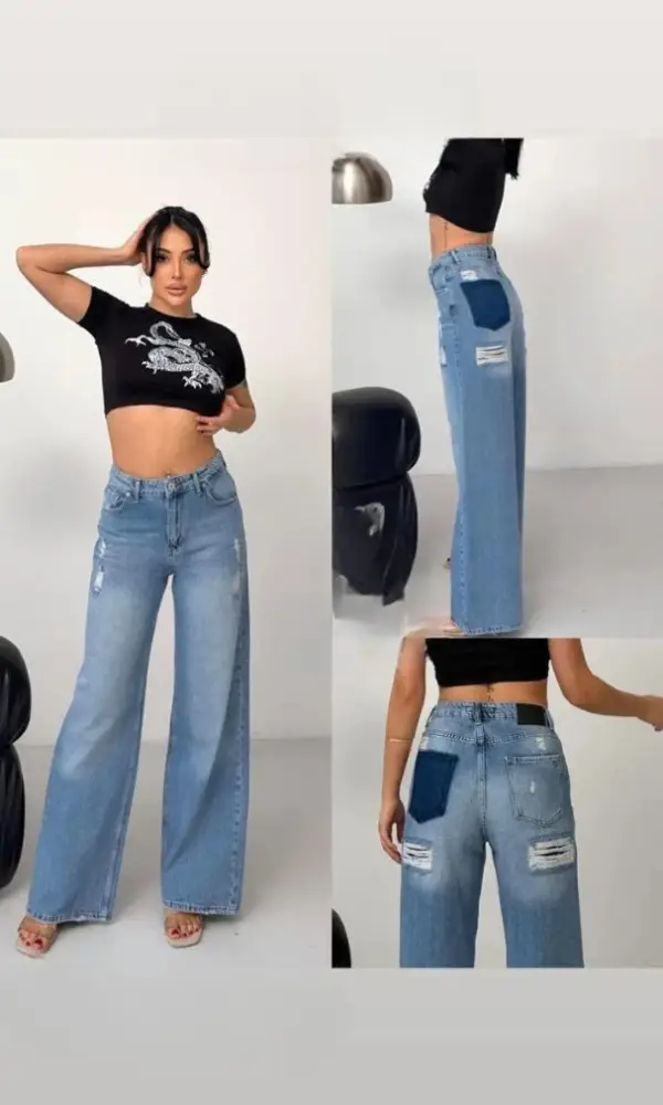 Джинсы палаццо рваные женские (р-р 25-30)