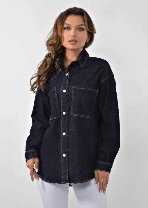 Рубашка джинсовая свободная женская (р-р 5-10XL)