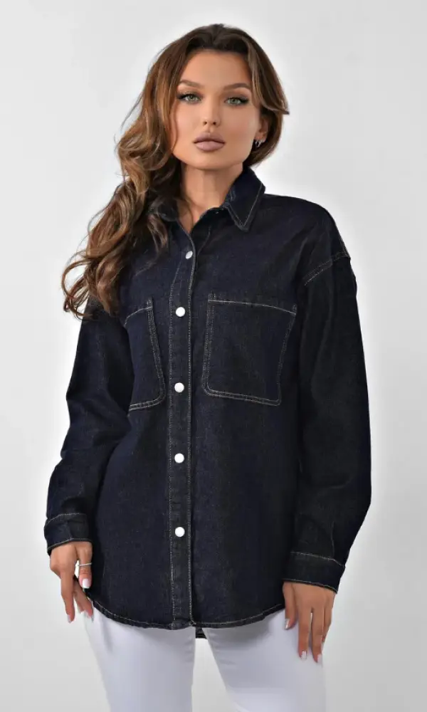 Рубашка джинсовая свободная женская (р-р 5-10XL)