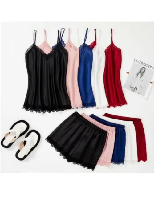 Комплект "Атласный" женский, майка и шорты, однотонный (р-р 42-50)