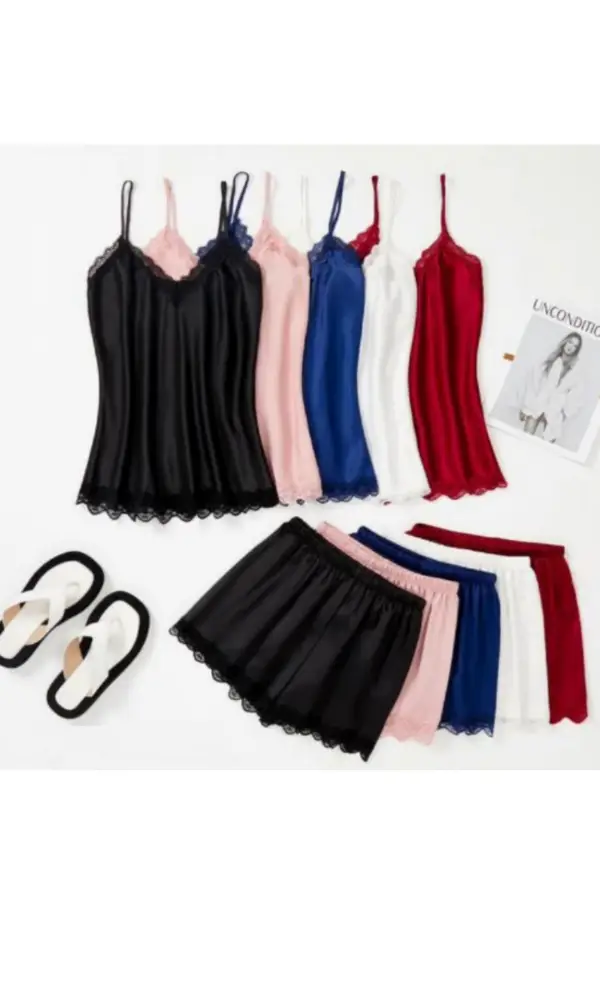 Комплект "Атласный" женский, майка и шорты, однотонный (р-р 42-50)