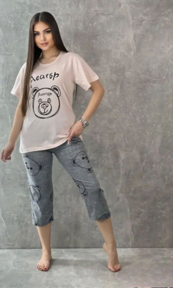 Комплект женский домашний футболка-бриджи р-р 46-58