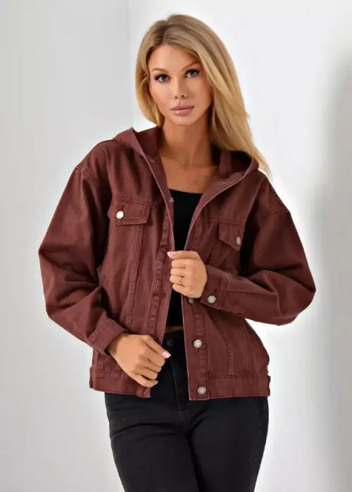 Джинсовая куртка женская с капюшоном (L-5XL)