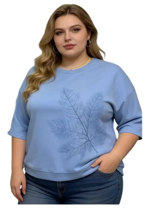 Джемпер трикотажный женский с цветочным принтом (р-р 2XL-5XL)