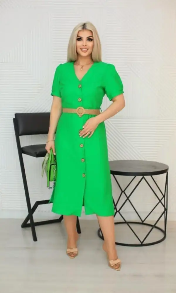 Платье женское на пуговицах с ремнем ( р-р 48-54)