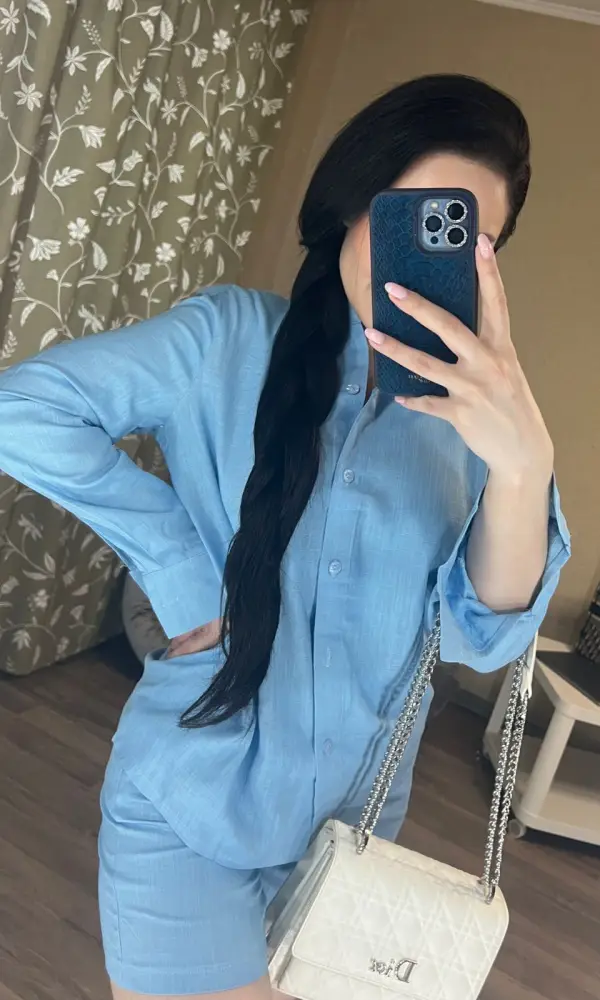 Летний женский костюм из льна, рубашка-шорты ( р-р 42,44)