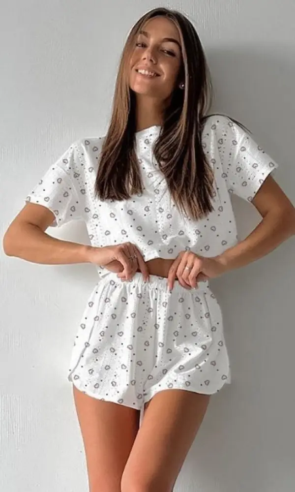 Домашний комплект хлопок, шортики с разрезами ( р-р  s m l )