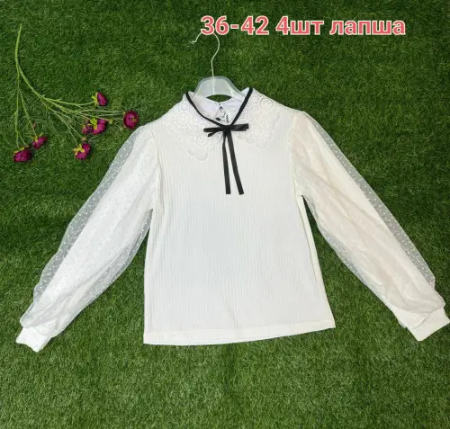 Блуза школьная , лапша с гипюром (р-р 36-42)