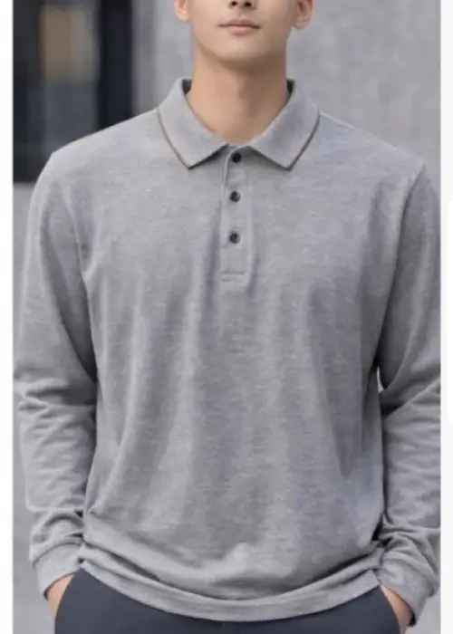 Футболка поло с длинным рукавом, на пуговицах, мужская (р-р L-4XL)