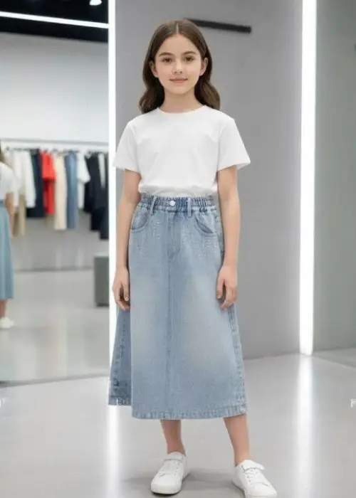 Юбка джинсовая со стразами для девочки (р-р 120-170)