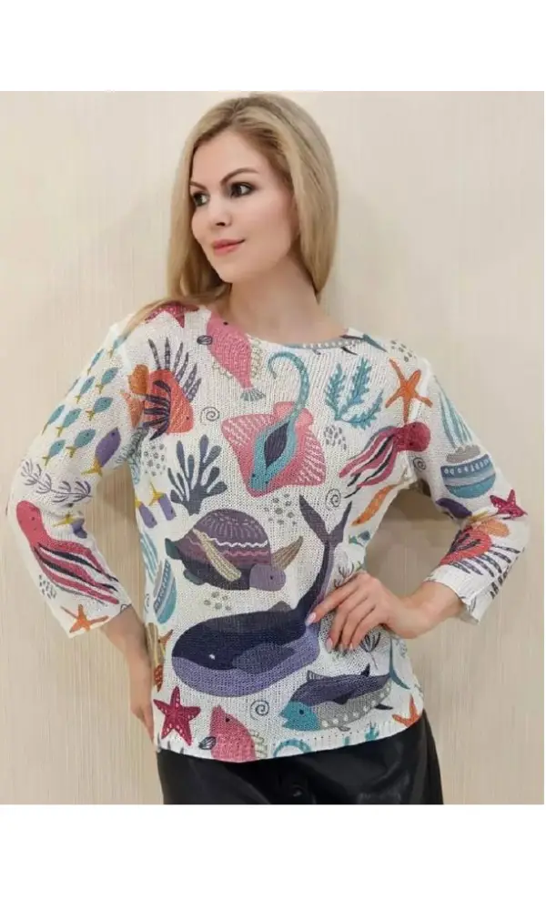 Блузка нарядная женская трикотажная принтованная р-р L-XL-XXL