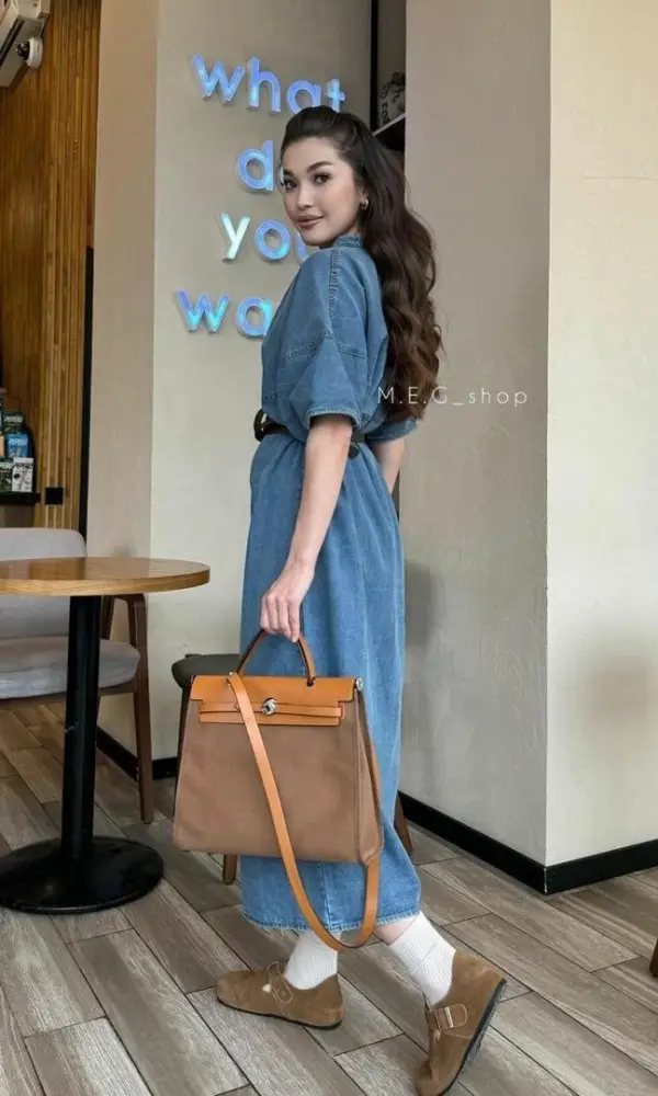 Хлопковое джинсовое платье макси ( р-р 42-48)