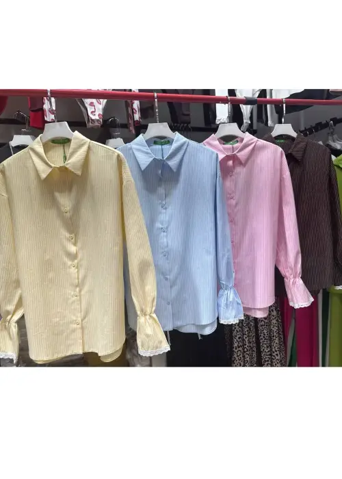 Рубашка нарядная женская с ажурными манжетами (р-р 42-48)