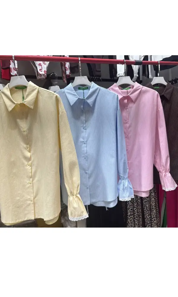 Рубашка нарядная женская с ажурными манжетами (р-р 42-48)