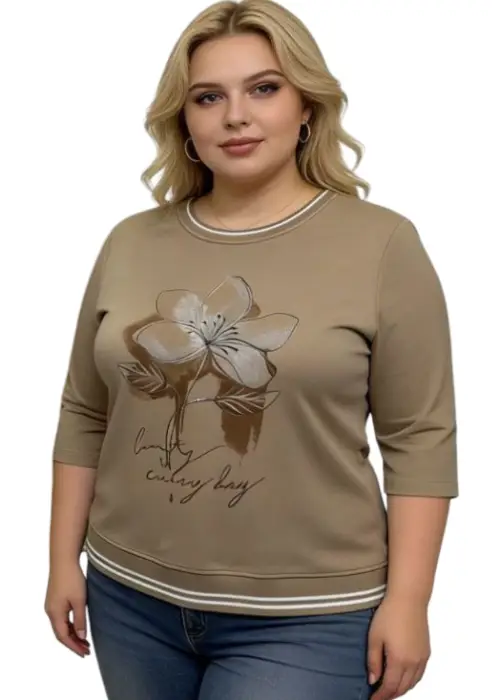 Джемпер трикотажный с принтом женский (р-р 2XL-5XL)