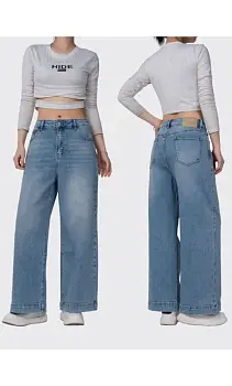 Джинсы женские широкие с высокой посадкой р-р 25-30