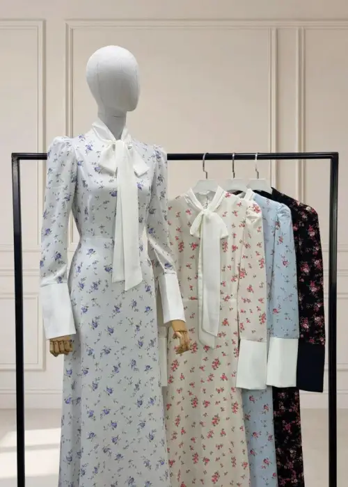 Платье макси женское с бантом цветочный принт (р-р 42-44)