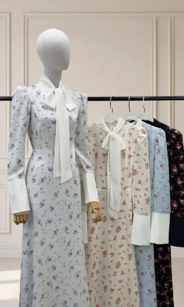 Платье макси женское с бантом цветочный принт (р-р 42-44)