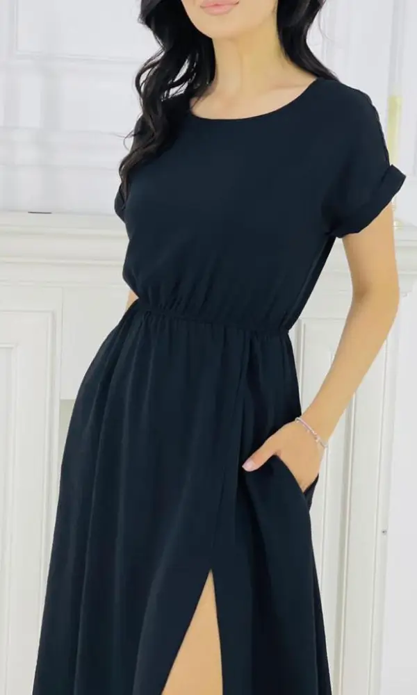 Платье женское с разрезом, ткань сингапур ( р-р 42-48)