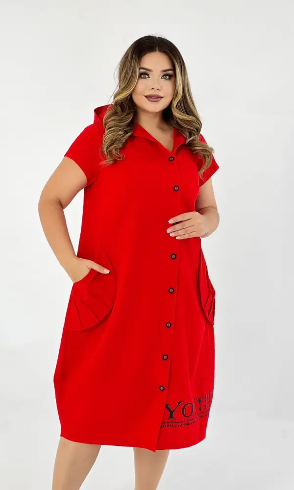 Платье-кокон с капюшоном ( р-р 52-64)