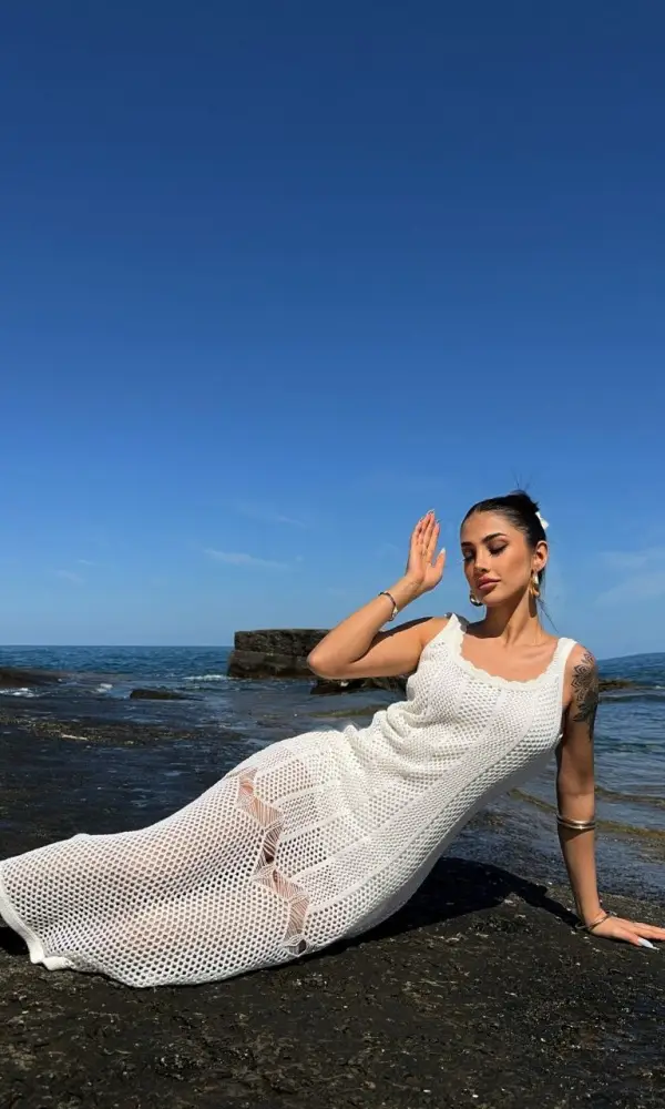 Вязаное женское платье длина макси ( р-р единый)