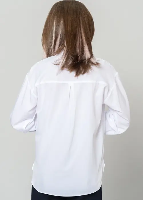  Блузка школьная для девочки, однотонная с длинным рукавом (8-12 лет)