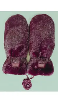 Варежки зимние меховые на веревочке яркие