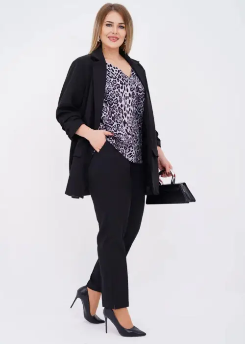 Топ женский шёлковый с леопардовым принтом р-р 50-56