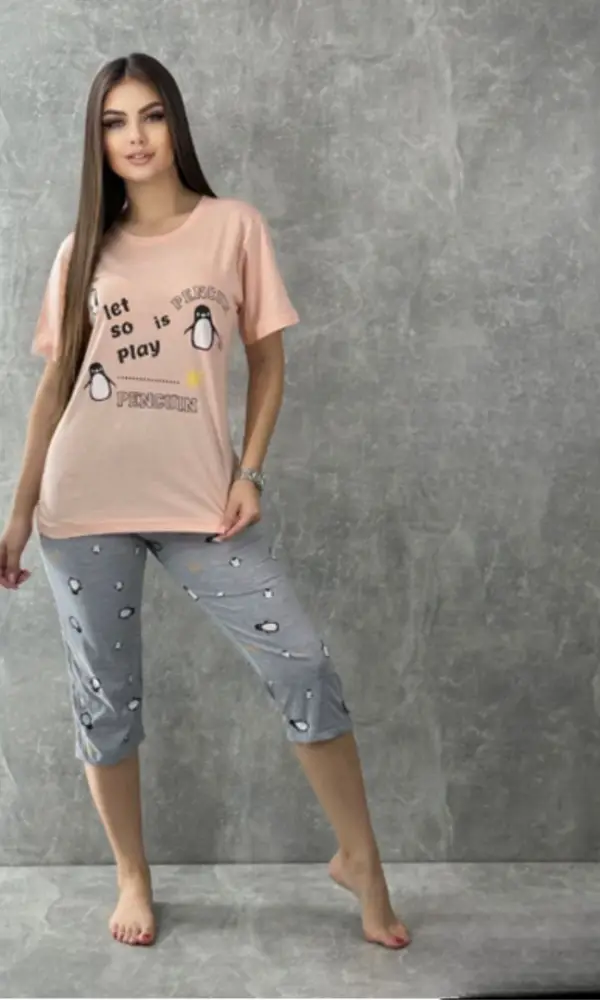 Комплект женский домашний футболка-бриджи р-р 46-58