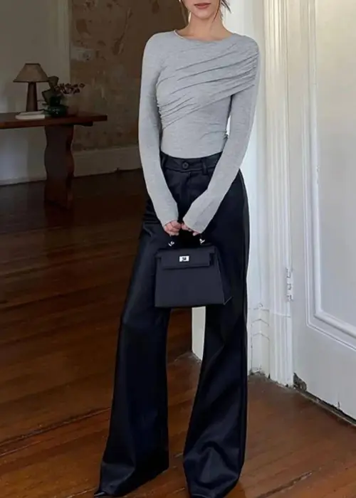 Боди с длинным рукавом вечернее c драпировкой р-р SS/MM