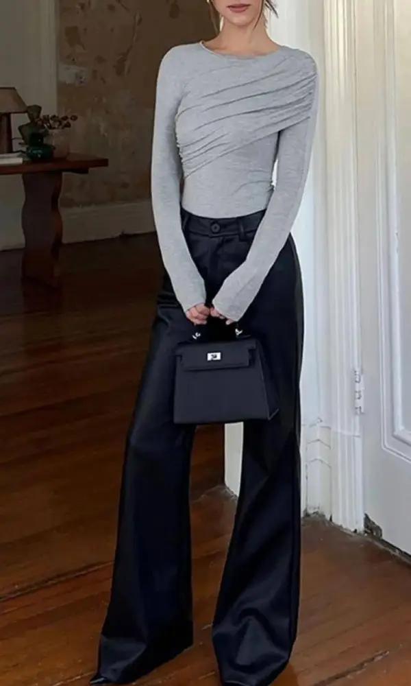 Боди с длинным рукавом вечернее c драпировкой р-р SS/MM