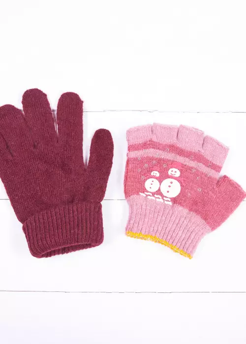 Перчатки для девочки и мальчика с аппликацией, двойные 5-10 лет