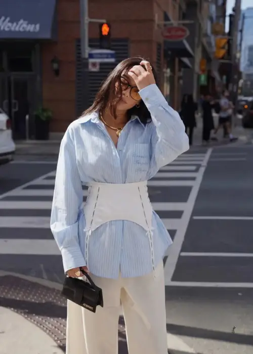 Рубашка с баской женская, в полоску (р-р 42-44)