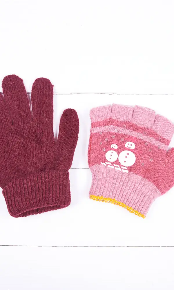 Перчатки для девочки и мальчика с аппликацией, двойные 5-10 лет
