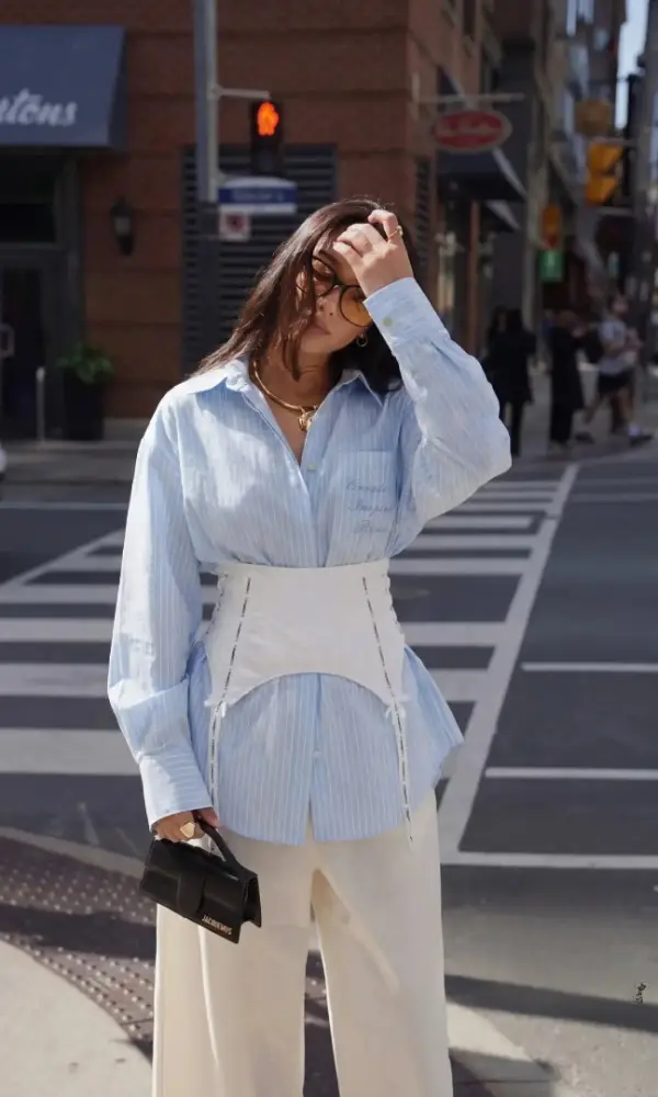 Рубашка с баской женская, в полоску (р-р 42-44)