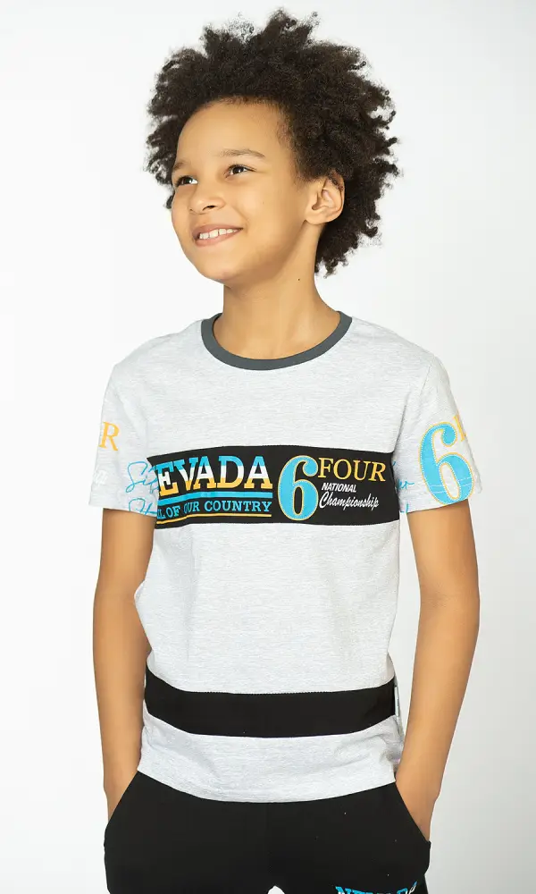  Костюм спортивный для мальчка, двойка: футболка и шорты.  Принт, карманы (5-8 лет)