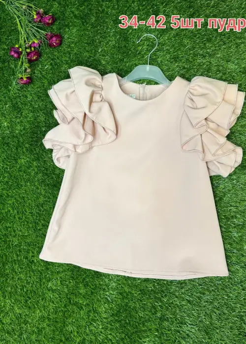 Блуза школьная на девочку, короткий рукав-волан ( р-р 34-42)