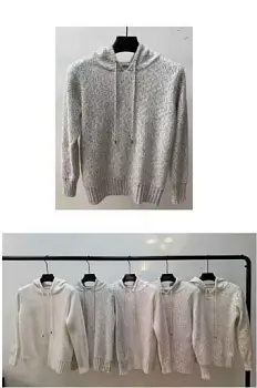 Свитер вязаный оверсайз с капюшоном р-р 48-58